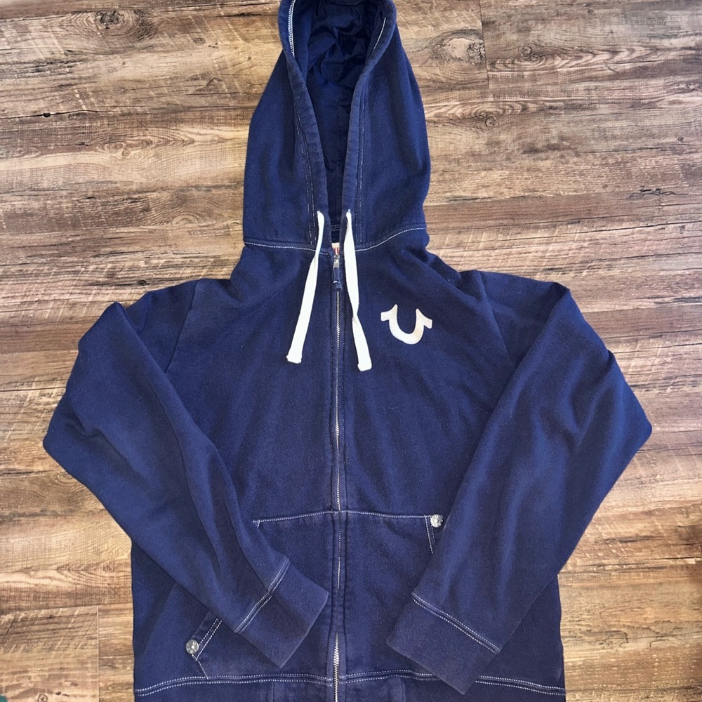 True Religion Navy Zip-Up Hoodie